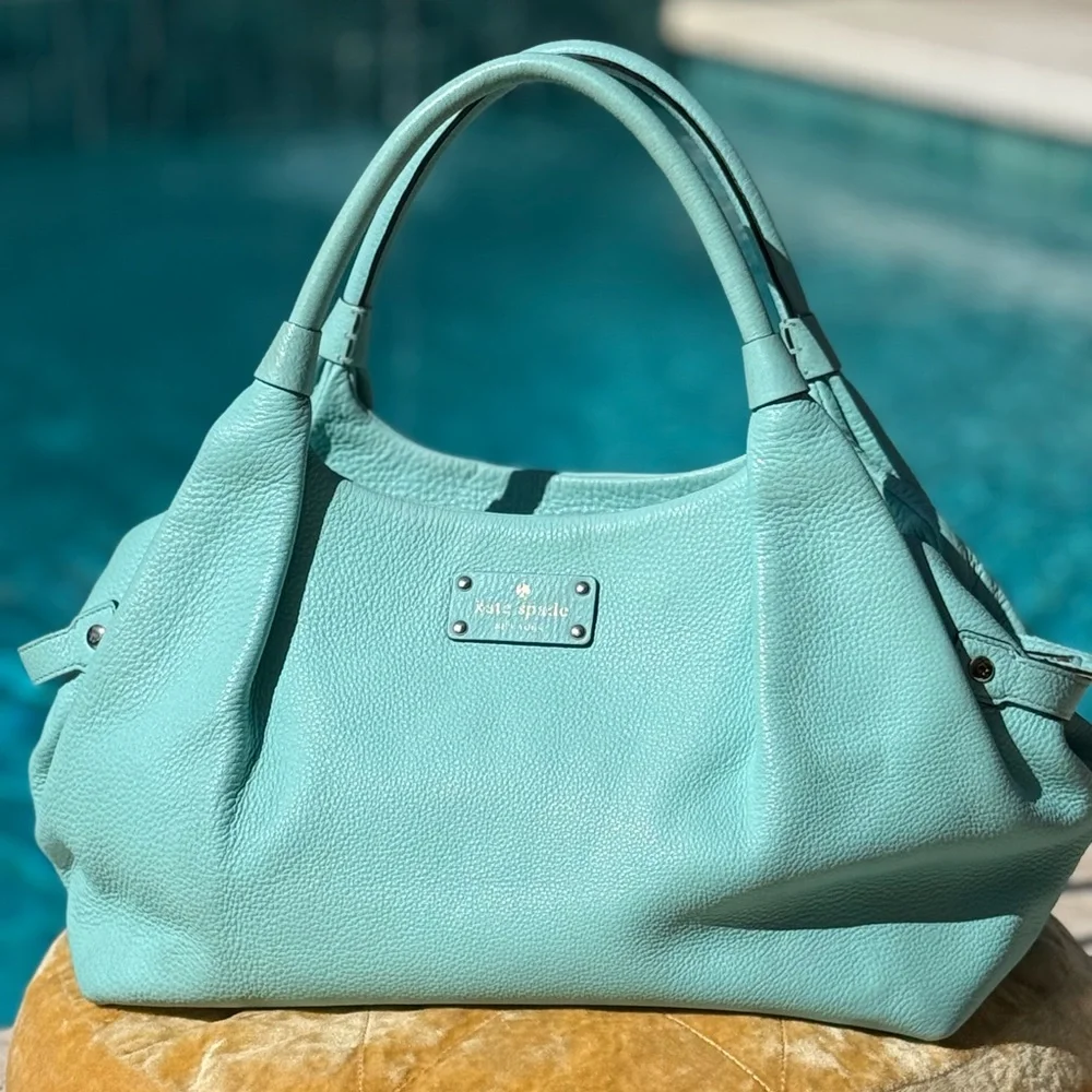 kate spade Aqua/Turquoise Leather Hobo Bag